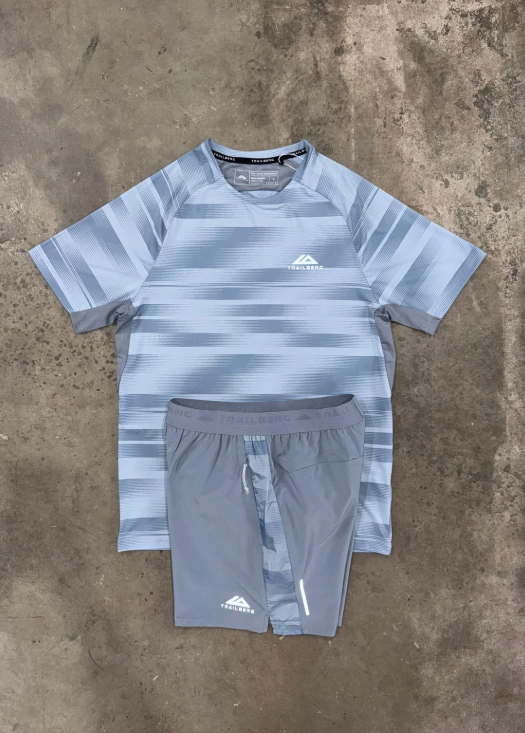 T-BG SHORT SET -LIGHT GREY GLITCH