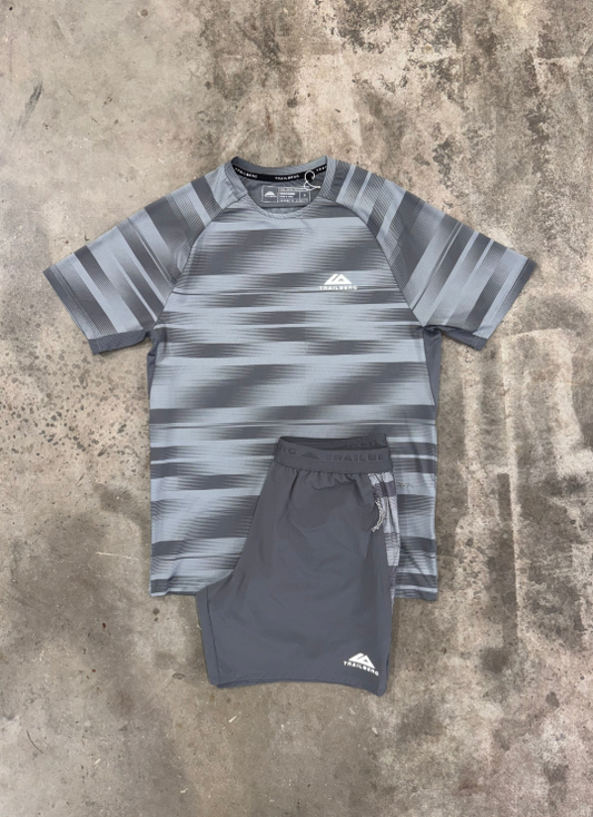 T-BG SHORT SET - GREY GLITCH