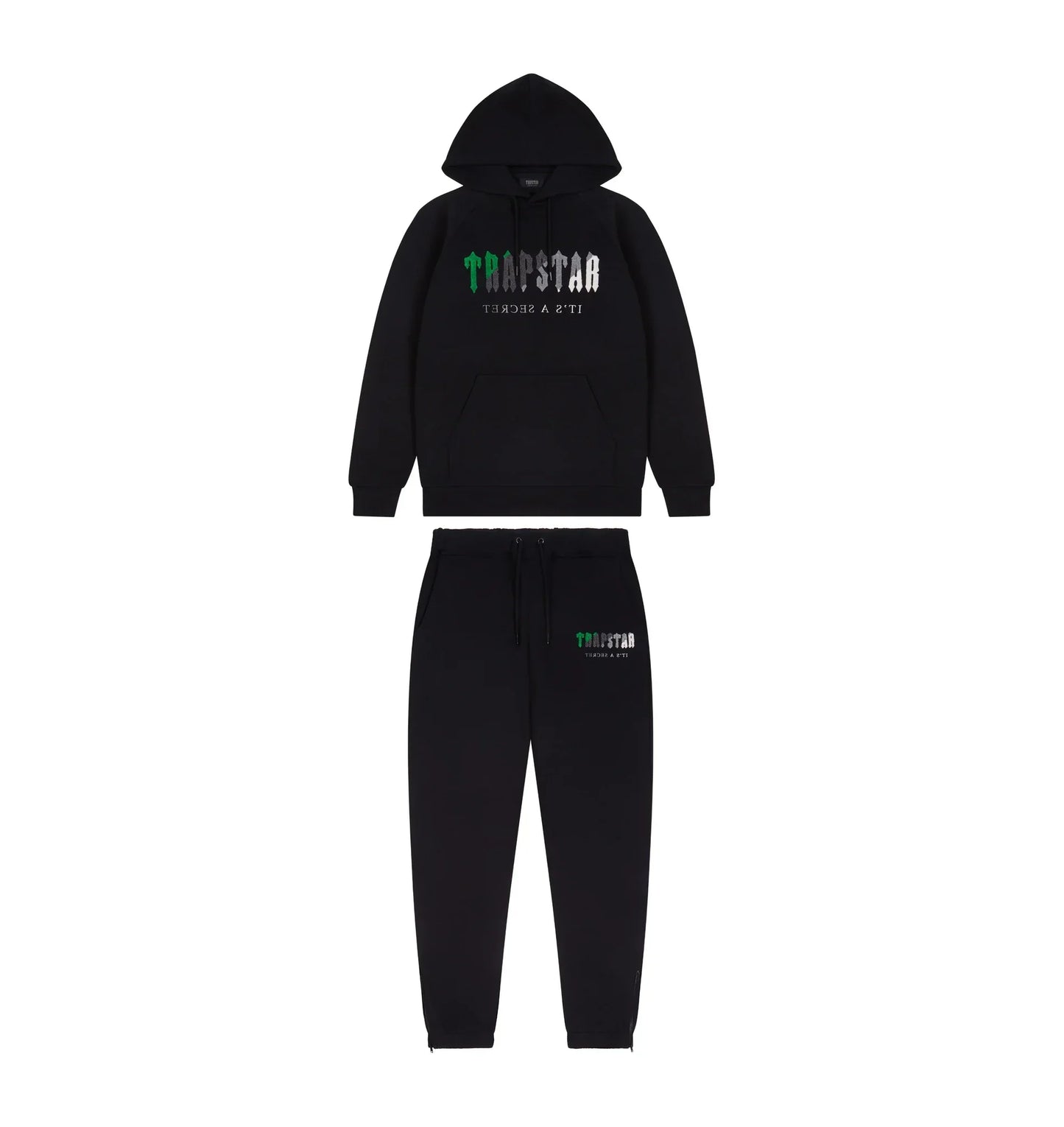 mens black/green chenille decoded hooded tracksuit "tstar"