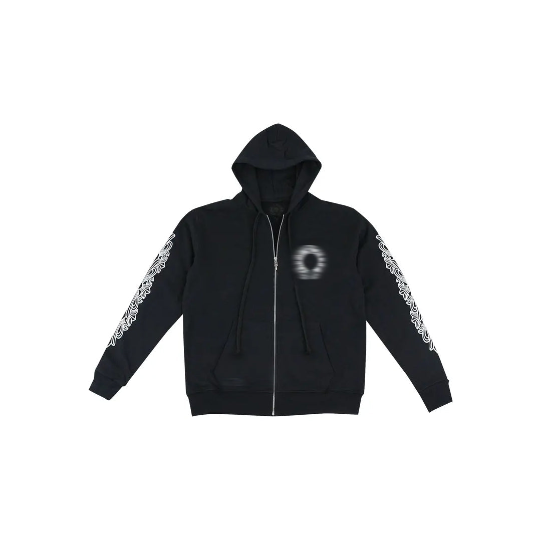 mens black chrome zip-up