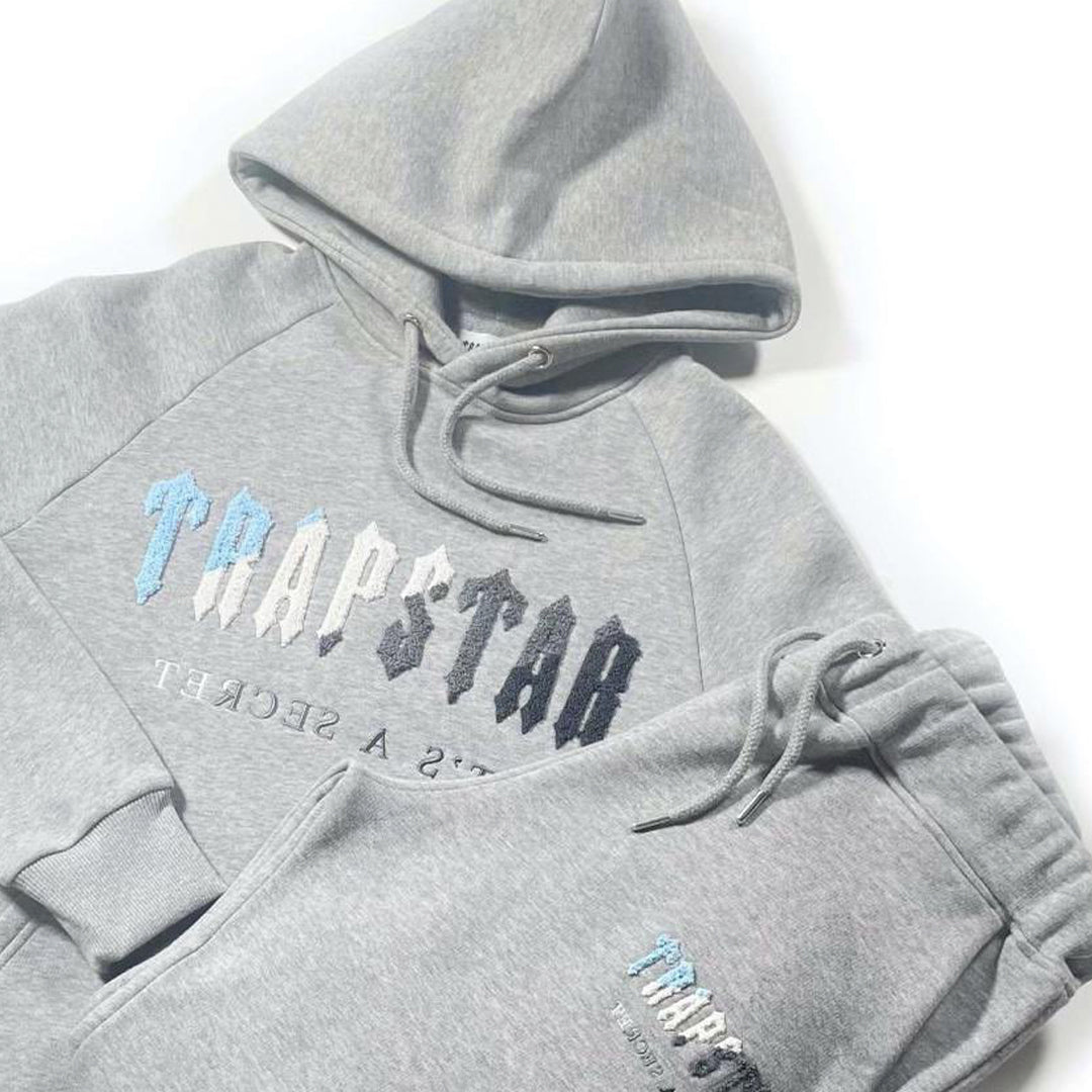 mens grey/lightblue chenille decoded hooded tracksuit "tstar"